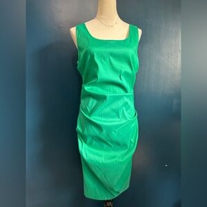 JOSEPH RIBKOFF Vintage Sleeveless Green Ruched Sheath Dress NWT Size 10